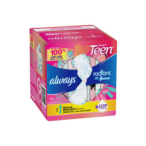 Always Radiant Teens Maxi Pads - (14 pads)